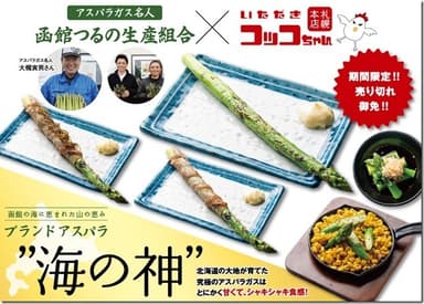 函館の海に恵まれた山の恵み、ブランドアスパラガス“海の神”を使った期間限定メニュー！