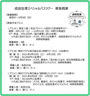 成田空港スペシャルバスツアー　募集概要