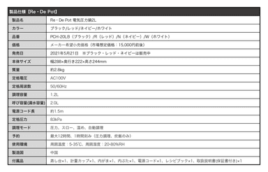 製品仕様 Re・De Pot