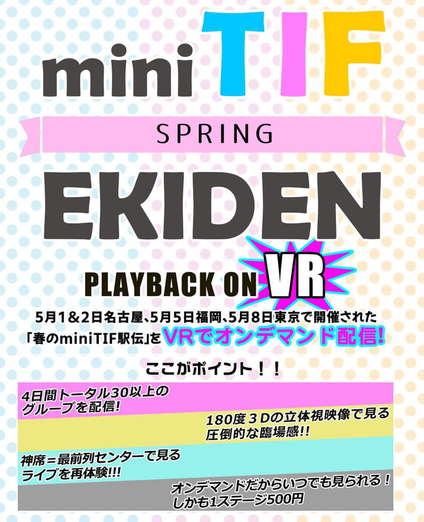 アイドルイベント「春のmini TIF駅伝」の
VRオンデマンド配信を5月31日より開始