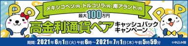 高金利通貨ペアキャッシュバックキャンペーン