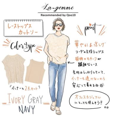 La-gemme レース トップス カットソー グラフィックレコード