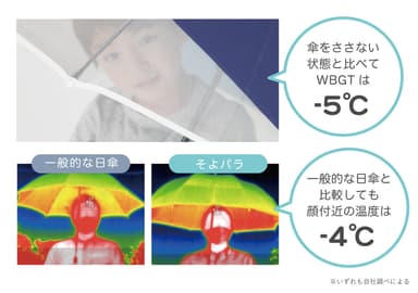 自社調べによるWBGT、顔付近の温度の測定