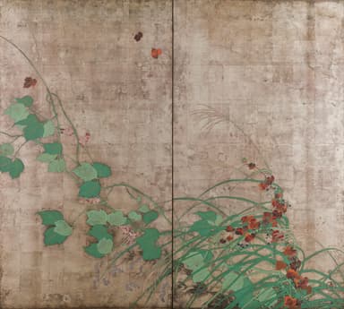 重要文化財　夏秋草図屏風　酒井抱一筆　江戸時代・19世紀　東京国立博物館蔵　(高精細複製品)　(左)