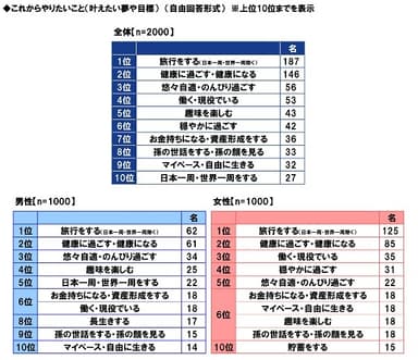 これからやりたいこと（叶えたい夢や目標）