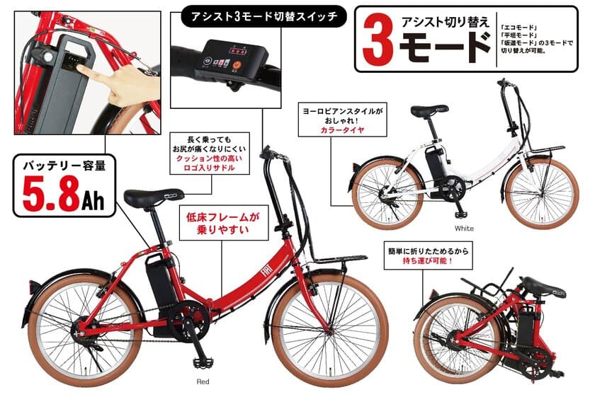 あざやかなカラーが映える！
日常に最適な電動アシスト自転車がFIATブランドで登場！