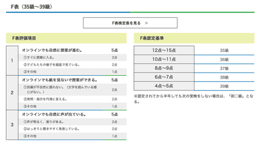 オンライン授業技量検定評価項目(F表)