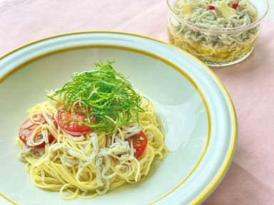 しらすのオリーブオイル漬け冷製パスタ