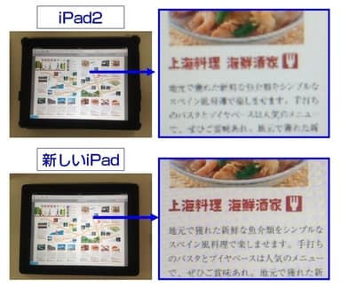 新旧iPad表示の比較(非拡大状態)