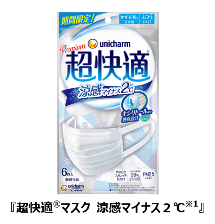 夏に涼しさを感じられるマスク登場　
ユニ・チャーム『超快適(R)マスク 涼感マイナス2℃』
2021年7月13日より期間限定で発売