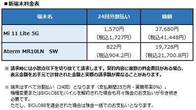 新端末料金表