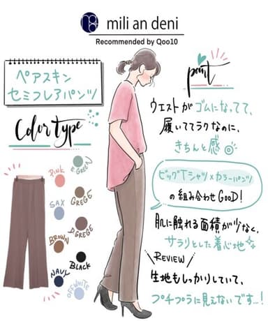 mili an deni ペアスキンセミフレアパンツ グラフィックレコード