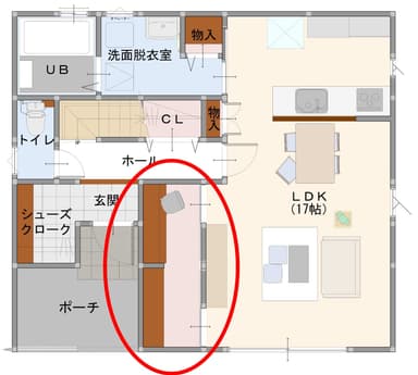 プレ1人部屋のある家　間取り図