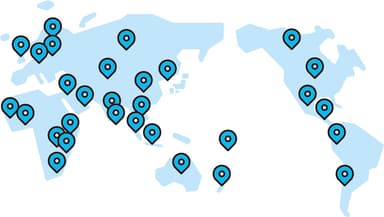 渡航先はアジア新興国を中心に、世界45ヶ国以上から選択可能！(状況により変更となる場合があります。)