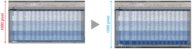 フルHD(左)とWUXGA(右)の比較イメージ