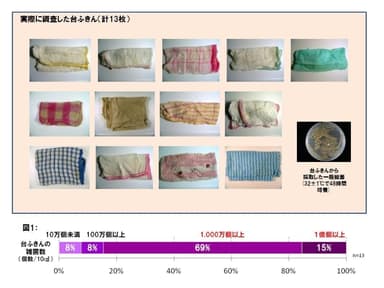 図1：調査した台ふきんの雑菌数