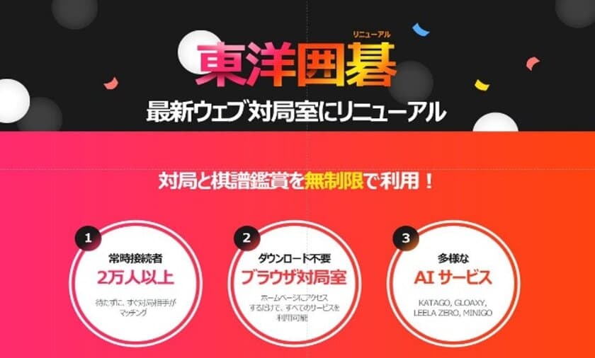 ネット囲碁サイト「東洋囲碁」リニューアルオープン！
オンライン囲碁大会も開催決定！