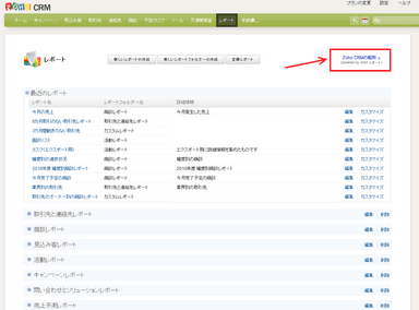 Zoho CRM画面内からZoho レポートへアクセス