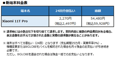 新端末料金表