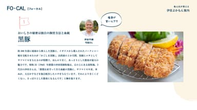 「旅色FO-CAL」伊佐市特集　伊佐よかもん案内　黒豚とんかつ