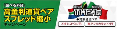 高金利通貨ペアスプレッド縮小キャンペーン