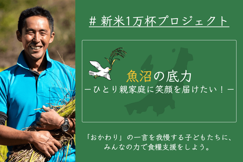 魚沼産コシヒカリを提供！
ひとり親家庭に対する食糧支援を目的としたクラファン
「新米1万杯プロジェクト」12/18まで実施