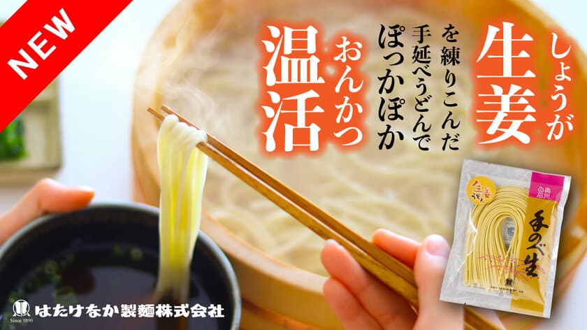 「手延べ生姜うどん」が宮城県白石市はたけなか製麺から
新たに登場！Makuakeにて販売開始！
からだの芯からぽっかぽかに温まる、極寒仕上げ