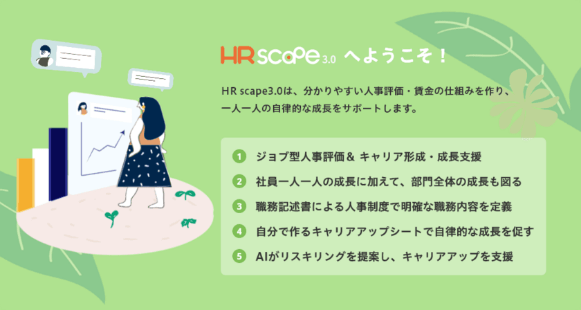 「ジョブ型」人事制度＆キャリア形成・DX人財成長支援
クラウドサービス「HR Scape3.0」申し込み開始