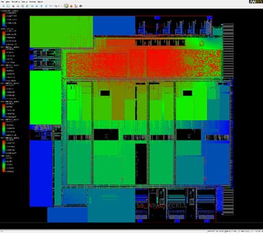 Ansys Redhawk-SCの解析結果では、自動車用チップ上の何千というインスタンスにおける電源電圧降下の深刻さが示されています。過度の電圧降下は、パフォーマンスの低下やチップの故障につながる可能性があります。