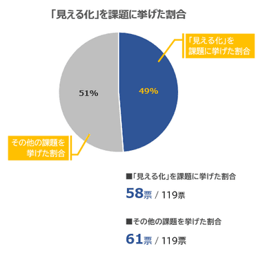 「見える化」を課題に挙げた割合