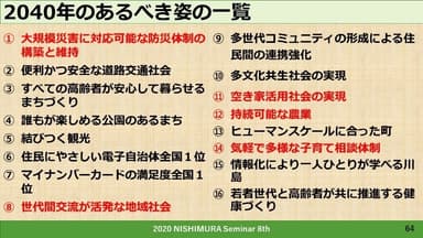 2020年度に川島町へ提言した2040年の川島町の「あるべき姿」