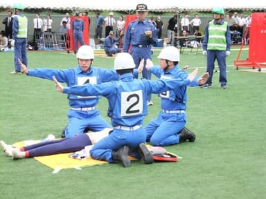 優勝した当社隊員の審査会風景