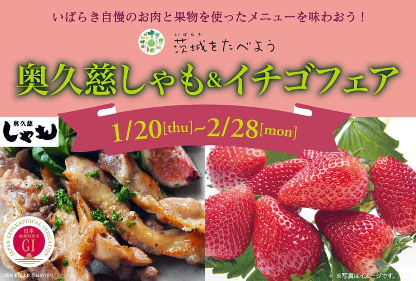 茨城県内レストランメニューフェア
「茨城をたべよう　奥久慈しゃも＆イチゴフェア」を
1月20日(木)～2月28日(月)まで開催