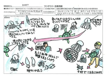 発明アイディア奨励賞　秦 朋佑さん　マイクロプラスチックを集めるクラーゲくん