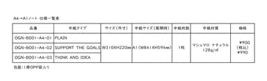 A4→A1note仕様一覧表