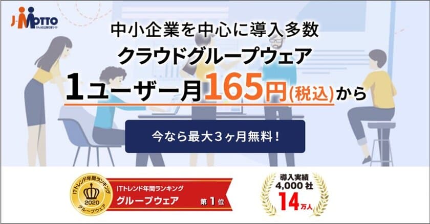 J-MOTTOグループウェア、他社からの乗り換えで
最大33％OFFになるキャンペーンを3月31日まで実施