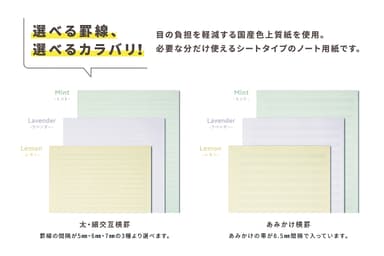 選べる罫線、選べるカラバリ！