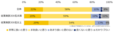 「改正育児・介護休業法」について、どのように思いますか？（企業規模別）