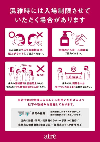 アトレの感染防止対策について