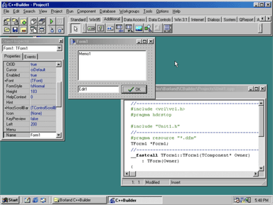 C++Builder 1の当時の画面イメージ