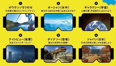 VRジップラインは全6コンテンツ