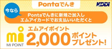 Pontaでんき新規ご加入でエムアイポイントプレゼント！