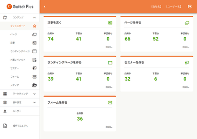 「Switch Plus」ダッシュボード