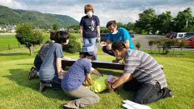 英語での野外救急法実習