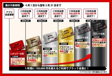 利用金額に応じたランクアップ機能でロイヤルカスタマーを創出