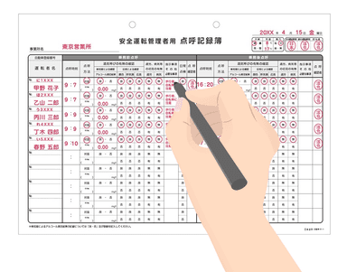 運転者アルコールチェック点呼記録簿の記入の仕方