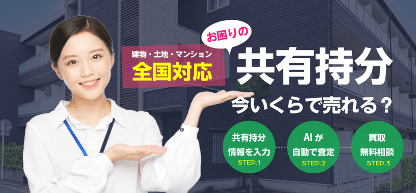 10,000件越の不動産データからAIが自動で査定　
日本初の『共有持分をAI査定で楽々売却』を5月24日にリリース