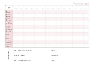 セルフキュアブックのワークシート