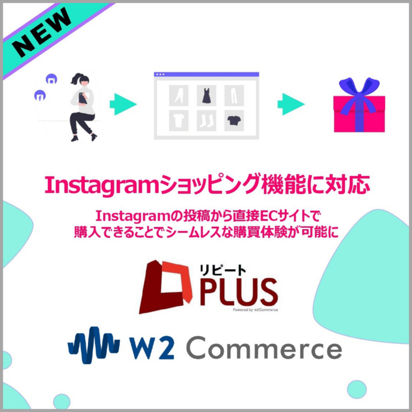 D2C定期通販ECサイトシステム「リピートPLUS」・
オムニチャネル対応型総合ECサイトシステム「w2Commerce」が
Instagramショッピング機能との連携を開始。