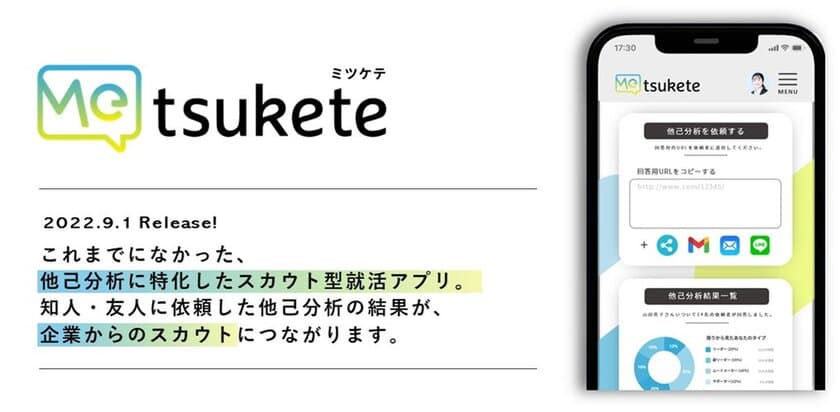 スカウト型就活アプリ「Metsukete」6/1先行リリース！
これまでになかった他己分析に特化したサービス